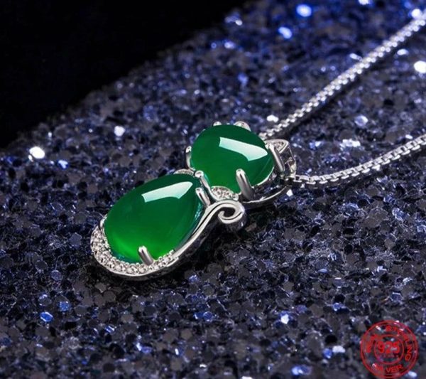 Emerald | Cat Style 925 Sterling Silver Emerald Jewelry Set