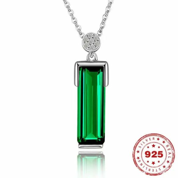 Emerald | Elegant Emerald Pendant Silver Color