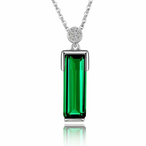 Emerald | Elegant Emerald Pendant Silver Color