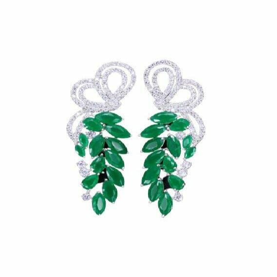 Emerald | Elegant Leaf Shape Emerald Earrings