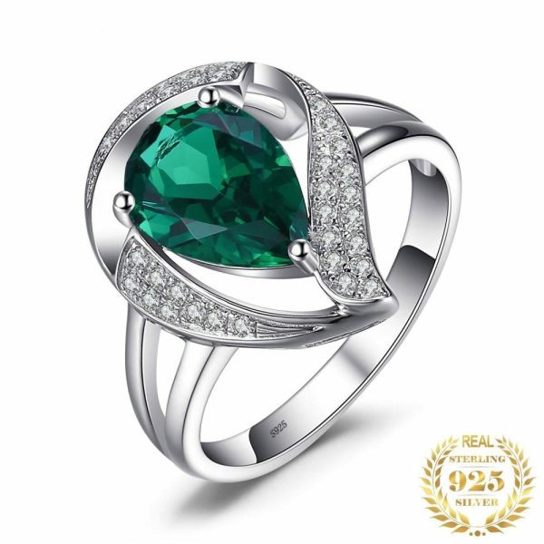 Emerald | Elegant Pear Shape Emerald- 925 Sterling Silver