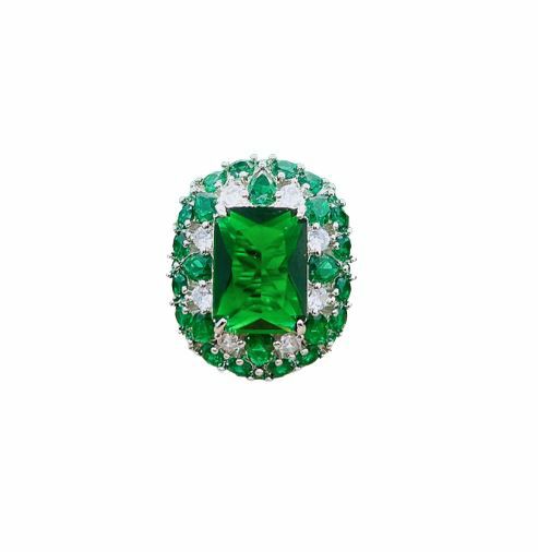 Emerald | Emerald and Diamond Gemstone 18K White Gold