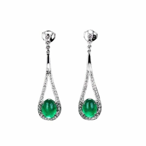 Emerald | Emerald Crystal Drop Earrings – 925 Sterling Silver