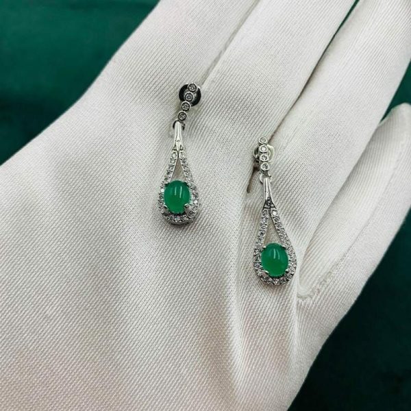 Emerald | Emerald Crystal Drop Earrings – 925 Sterling Silver