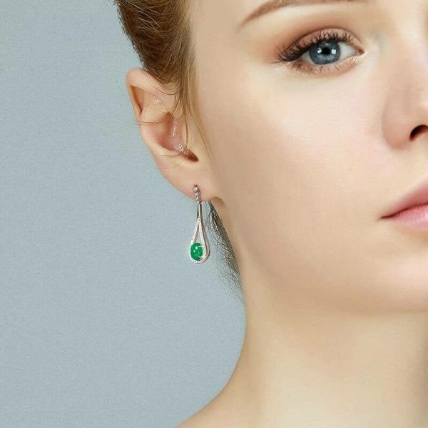 Emerald | Emerald Crystal Drop Earrings – 925 Sterling Silver