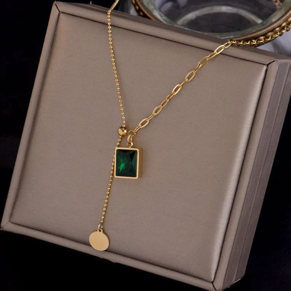 Emerald | Korean Emerald Stainless Steel Gold Color Silver