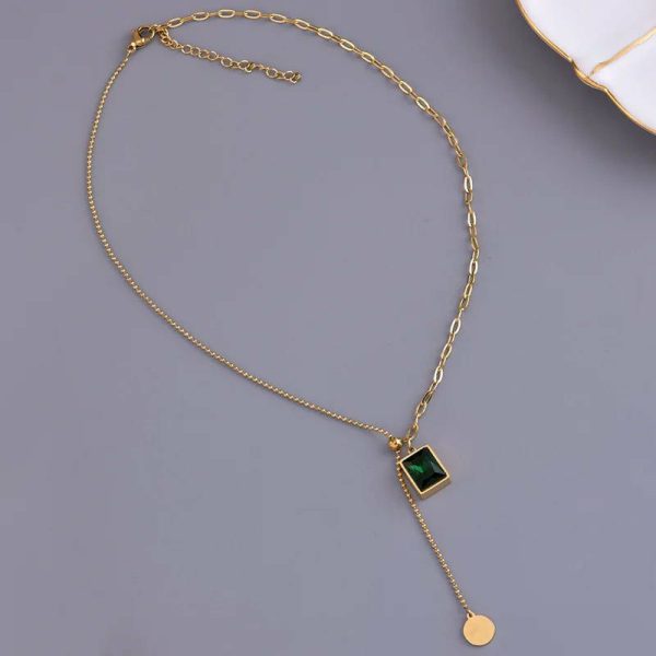 Emerald | Korean Emerald Stainless Steel Gold Color Silver