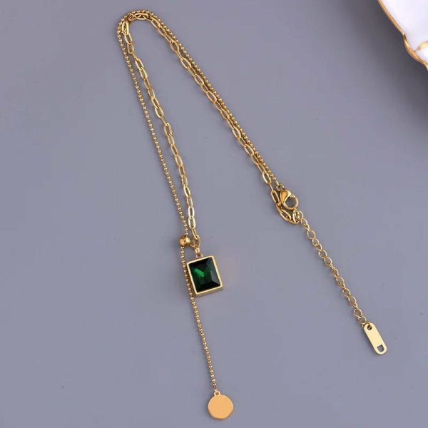 Emerald | Korean Emerald Stainless Steel Gold Color Silver