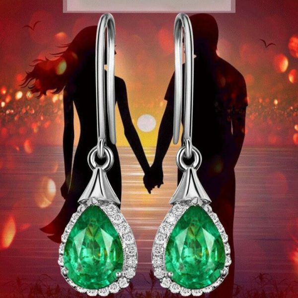 Emerald | Luxury Green Emerald Drop Earrings – 925 Sterling Silver