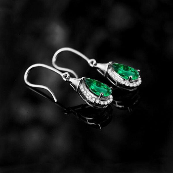 Emerald | Luxury Green Emerald Drop Earrings – 925 Sterling Silver