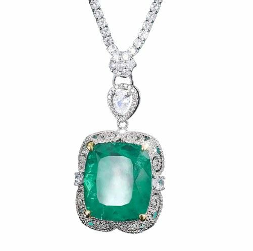 Emerald | Luxury Vintage 20*23mm Emerald Pendant Tennis Chain