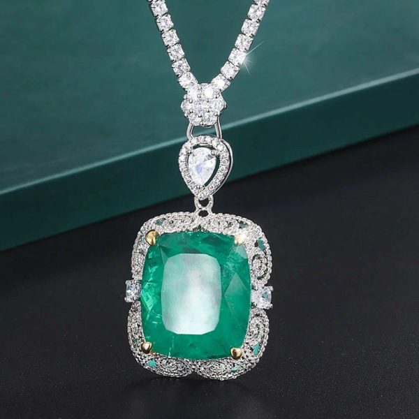 Emerald | Luxury Vintage 20*23mm Emerald Pendant Tennis Chain