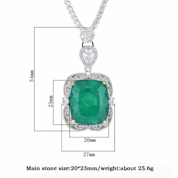 Emerald | Luxury Vintage 20*23mm Emerald Pendant Tennis Chain