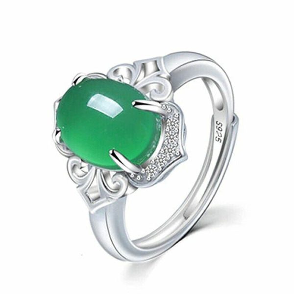 Emerald | Oval Shape Emerald Resizable Silver