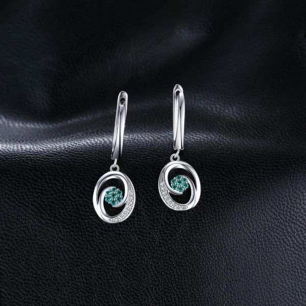 Emerald | Party Oval Emerald Drop Earrings – 925 Sterling Silver