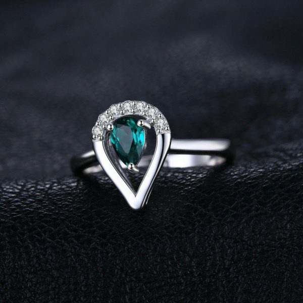 Emerald | Pear Simulated Nano Emerald- 925 Sterling Silver