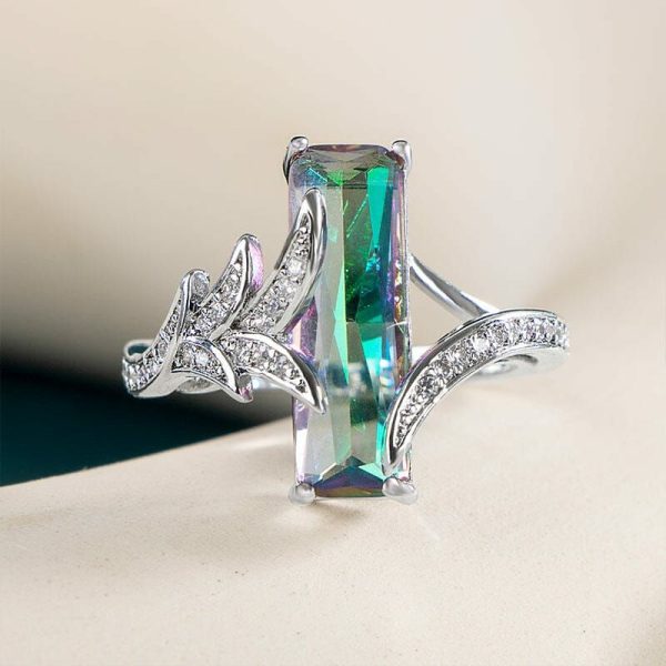 Emerald | Pretty Classic Rectangle Shape Emerald- 925 Sterling Silver