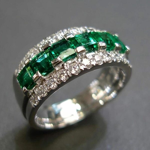 Emerald | Princess Square Cut Emerald Silver