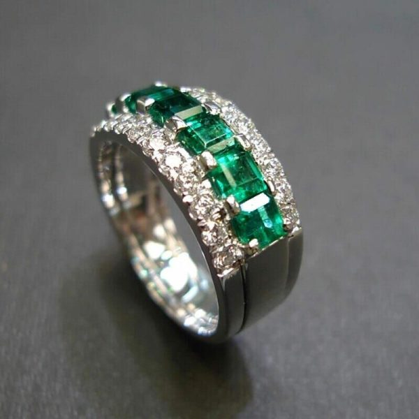 Emerald | Princess Square Cut Emerald Silver