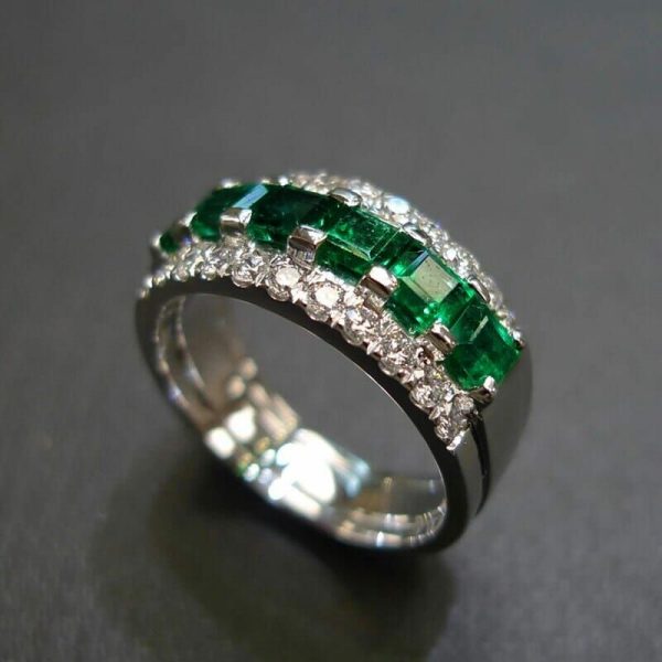 Emerald | Princess Square Cut Emerald Silver