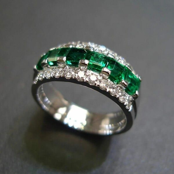 Emerald | Princess Square Cut Emerald Silver