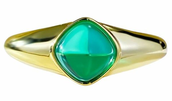 Emerald | Rain Emerald 18K Gold Plated 925 Sterling Silver Sugar-loaf Cut 6*6 MM R373 Lv