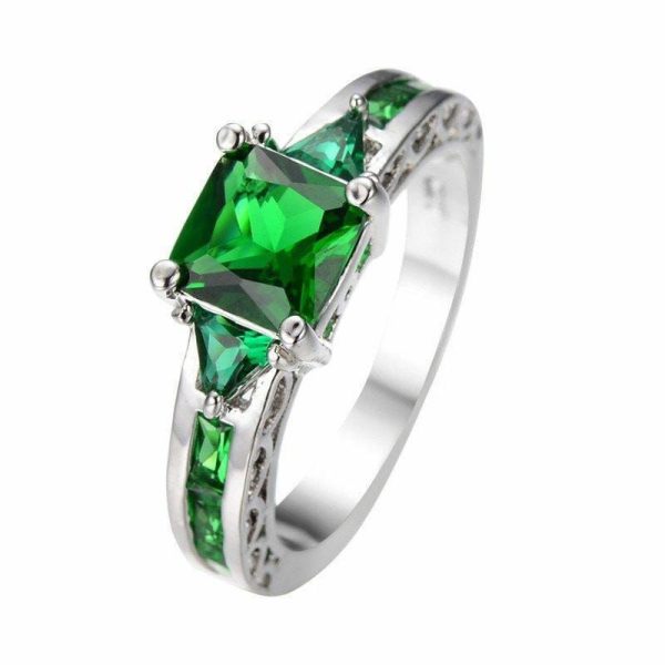 Emerald | Simulated Emerald White Gold Filled