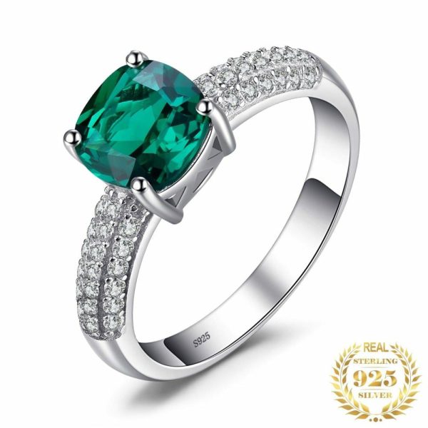 Emerald | Solitaire Cushion Emerald- 925 Sterling Silver