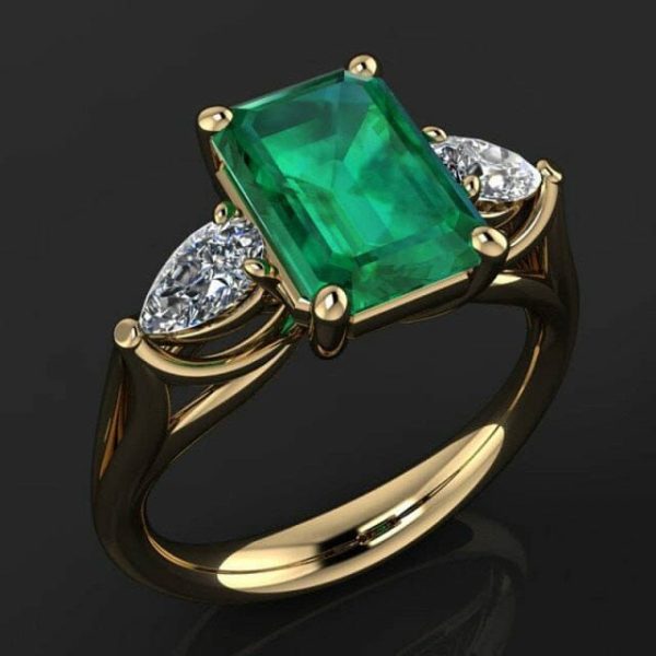 Emerald | Splendid Rectangular Emerald Zircon- 925 Sterling Silver