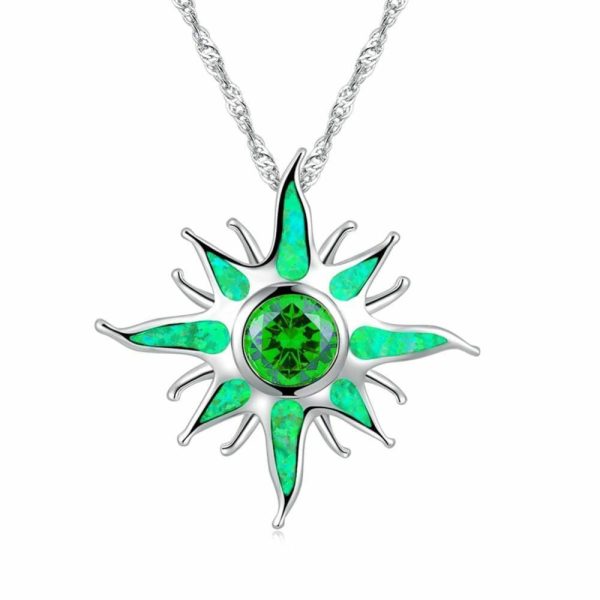 Emerald | Starburst Green Fire Opal Emerald Pendant