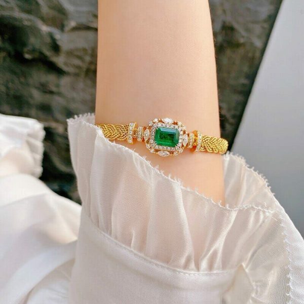 Emerald | Twisted Design Paraiba Emerald 14K Gold Cuff Bracelet