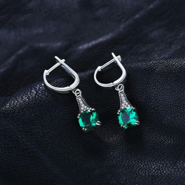 Emerald | Unique Cushion Emerald Hoop Earrings – 925 Sterling Silver