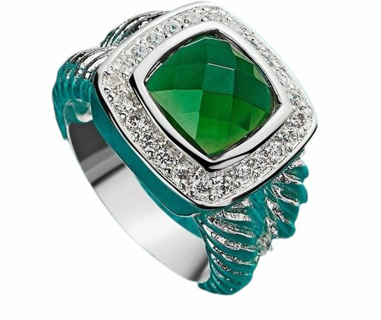 Emerald | Vintage Charm Square Emerald Wedding Silver Green