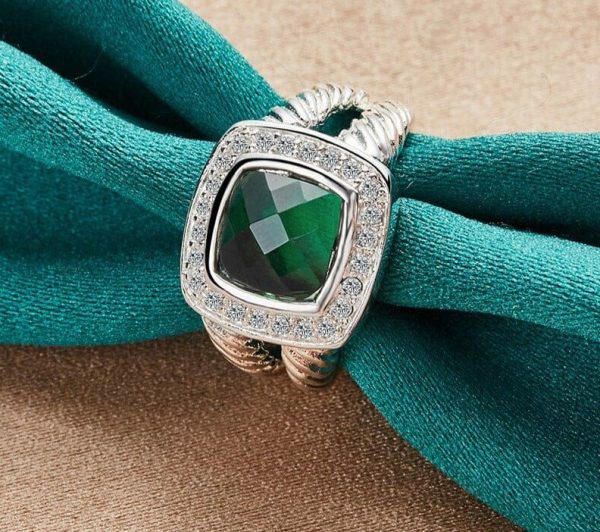 Emerald | Vintage Charm Square Emerald Wedding Silver Green