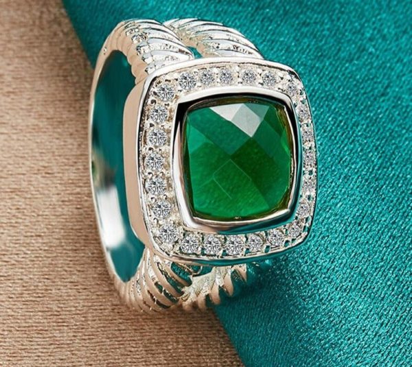 Emerald | Vintage Charm Square Emerald Wedding Silver Green