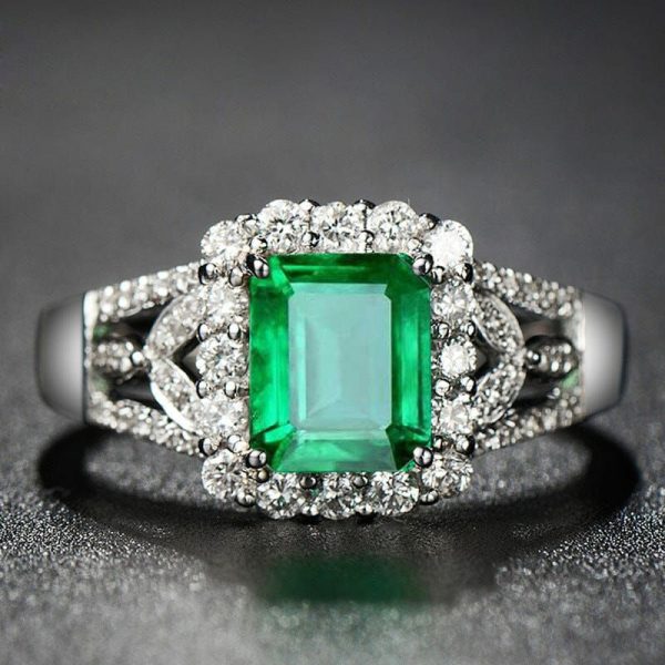 Emerald | Vintage Emerald Resizable Diamond- 925 Sterling Silver