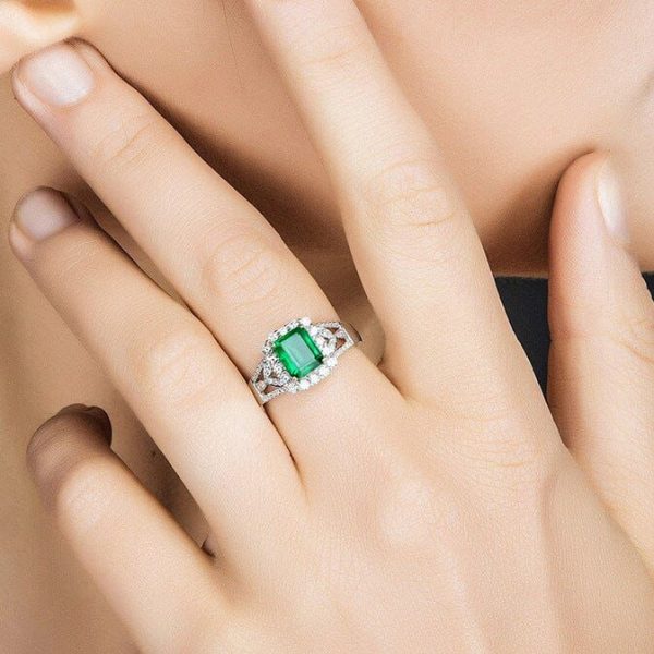 Emerald | Vintage Emerald Resizable Diamond- 925 Sterling Silver