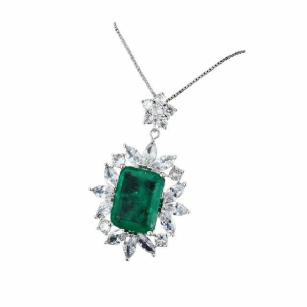 Emerald | Vintage Emerald With Star Zircon – 925 Silver Chain