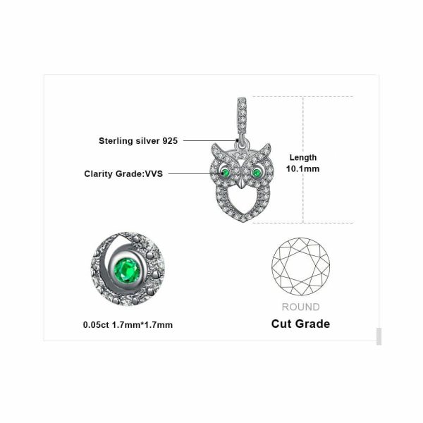 Emerald | Vintage Owl Simulated Nano Emerald Drop Earrings – 925 Sterling Silver