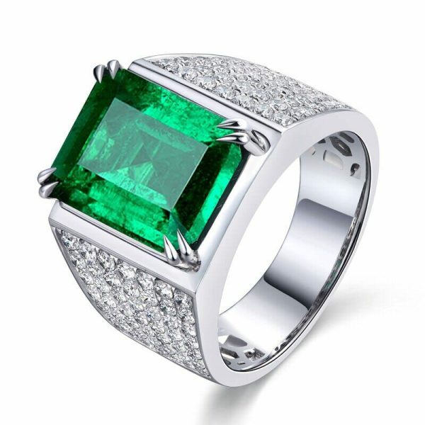 Emerald | Vintage Square Simulated Emerald Silver