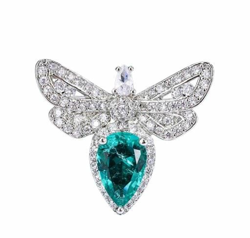 Emerald | Water Drop Emerald Butterfly Shape Jewelry Silver Color