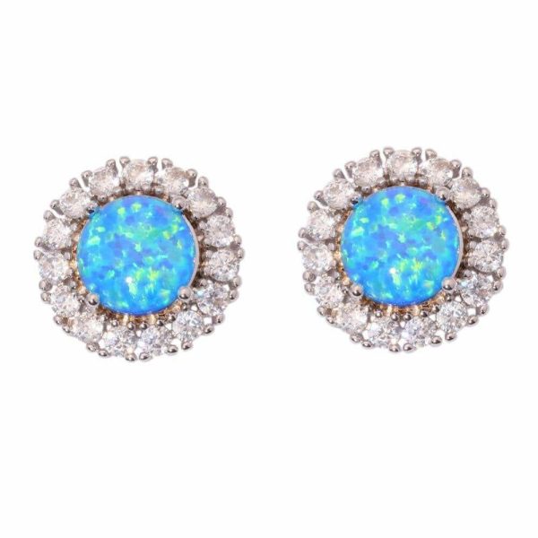 Ethiopian (Welo) Opal | Blue Fire Opal Wondrous Stud Earrings