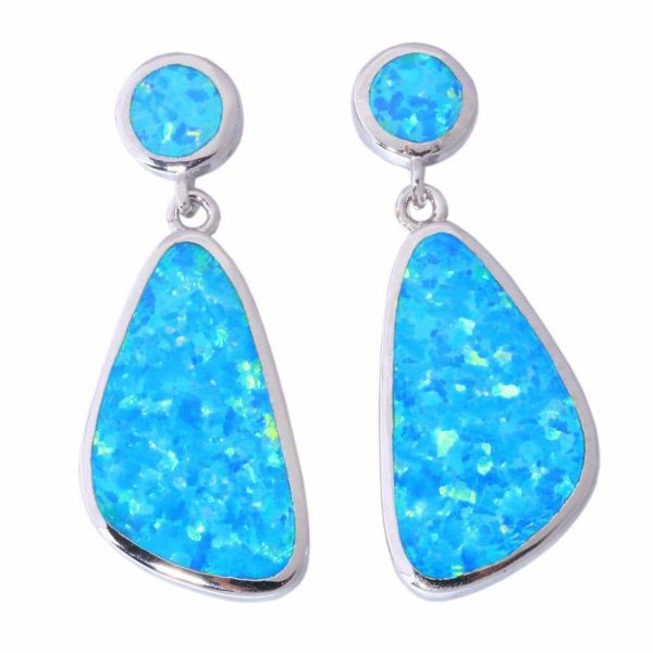 Fire Opal | Blue Fire Opal Drop Earrings