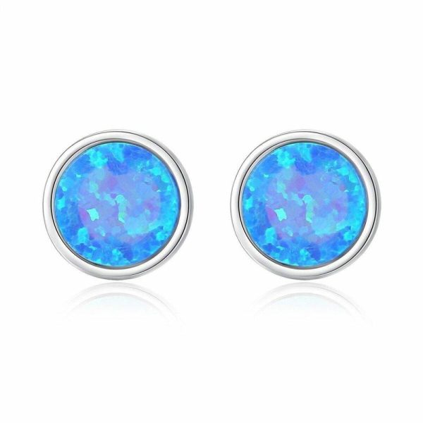 Fire Opal | Blue Fire Opal Silver Earrings