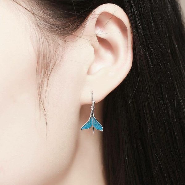 Fire Opal | Blue Fire Opal Silver Mermaid Dangle Earrings