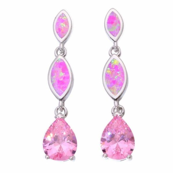 Fire Opal | Charm Pink Fire Opal Rose Quartz Drop Earrings