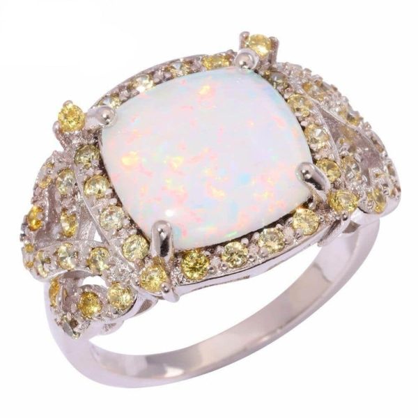 Fire Opal | Crab Inspired White Fire Opal Gold Wedding