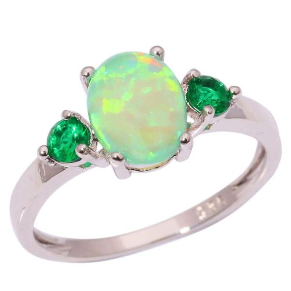 Fire Opal | Green Fire Opal Silver Single Stone