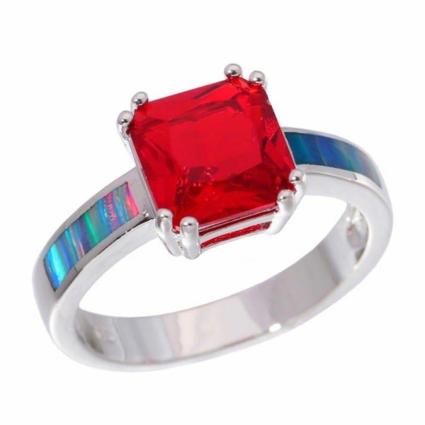 Fire Opal | Rainbow Fire Opal and Red Garnet Silver