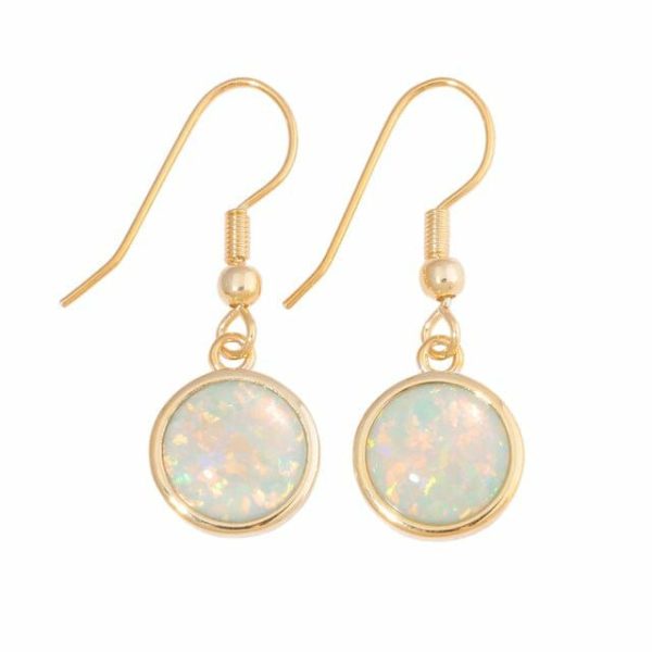 Fire Opal | White u0026 Green Fire Opal Yellow Gold u0026 Silver Engagement Earrings